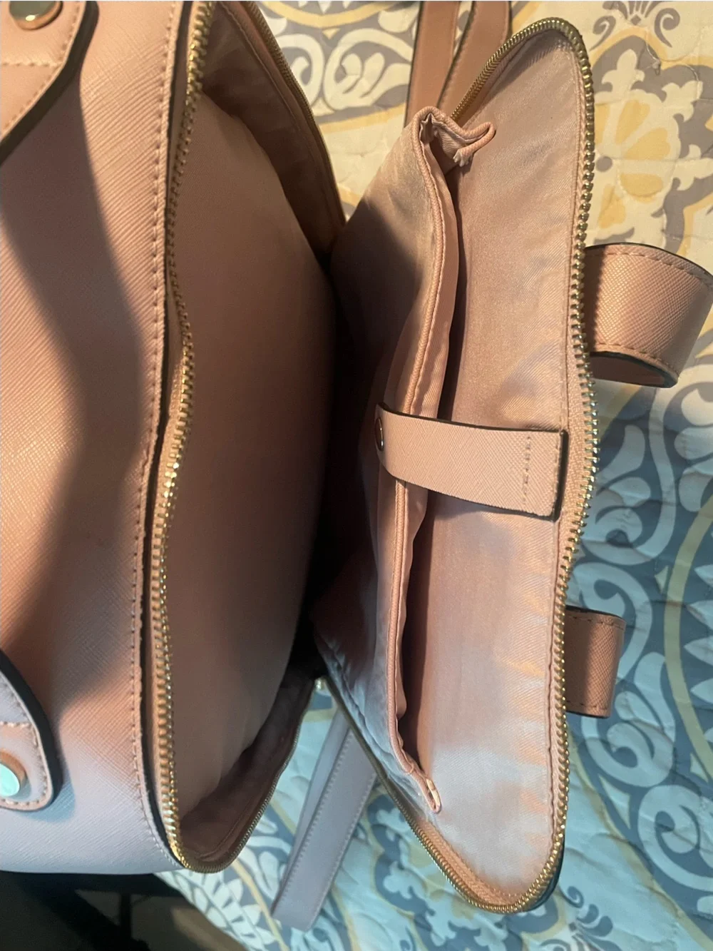 Calpak Blush Pink Laptop Backpack with Whipstitch Trim
